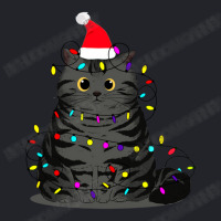 Funny Christmas Cat With Fairy Lights And A Christmas Hat Lightweight Hoodie | Artistshot