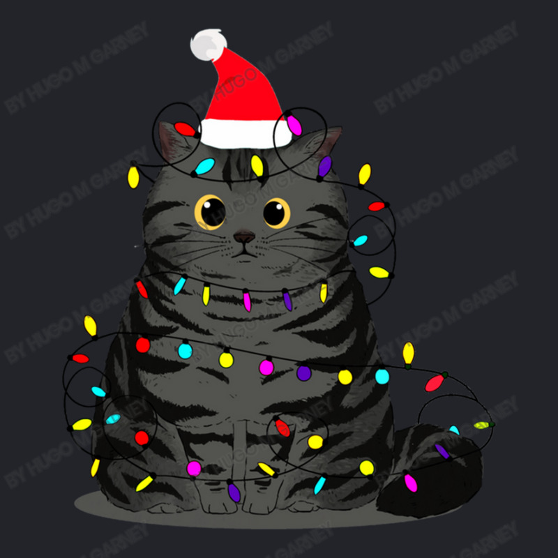 Funny Christmas Cat With Fairy Lights And A Christmas Hat Lightweight Hoodie by Hugo M Garney | Artistshot