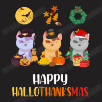 Kitten Cat Halloween Christmas Cats Happy Hallothanksmas Cat Swea T-shirt | Artistshot