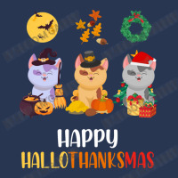 Kitten Cat Halloween Christmas Cats Happy Hallothanksmas Cat Swea Men Denim Jacket | Artistshot