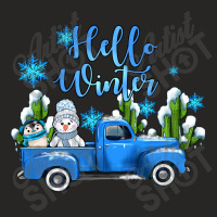 Hello Winter With Sniwman And  Truck Ladies Fitted T-shirt | Artistshot