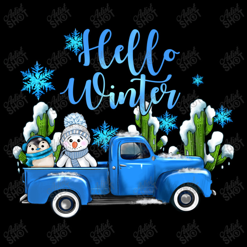 Hello Winter With Sniwman And  Truck Women's V-Neck T-Shirt by AdoDesignShop | Artistshot