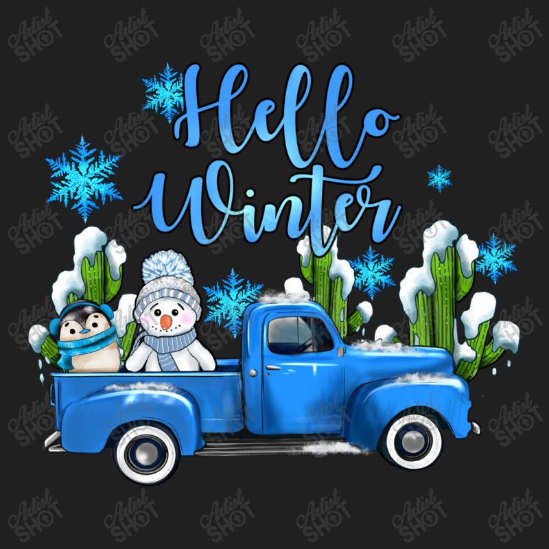 Hello Winter With Sniwman And  Truck Ladies Polo Shirt by AdoDesignShop | Artistshot