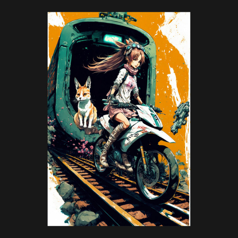 Japanese Anime Girl Riding A Bike On The Train Track Flannel Shirt by ilmursaifouz | Artistshot