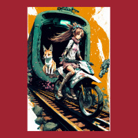 Japanese Anime Girl Riding A Bike On The Train Track Long Sleeve Shirts | Artistshot