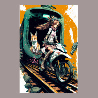 Japanese Anime Girl Riding A Bike On The Train Track Vintage Hoodie | Artistshot