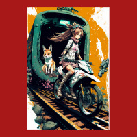 Japanese Anime Girl Riding A Bike On The Train Track Hoodie & Jogger Set | Artistshot