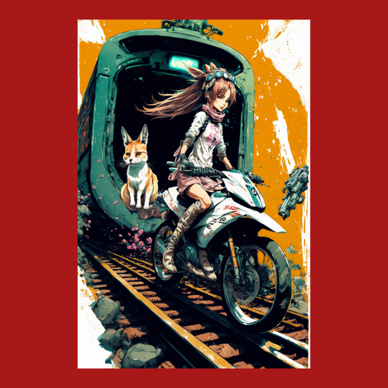 Japanese Anime Girl Riding A Bike On The Train Track Hoodie & Jogger set by ilmursaifouz | Artistshot