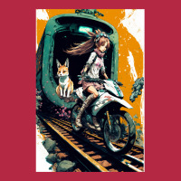 Japanese Anime Girl Riding A Bike On The Train Track Champion Hoodie | Artistshot