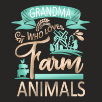 Farm Animals T  Shirt Grandma Who Loves Farm Animals   Cow Pig Goat Lo Ladies Fitted T-shirt | Artistshot