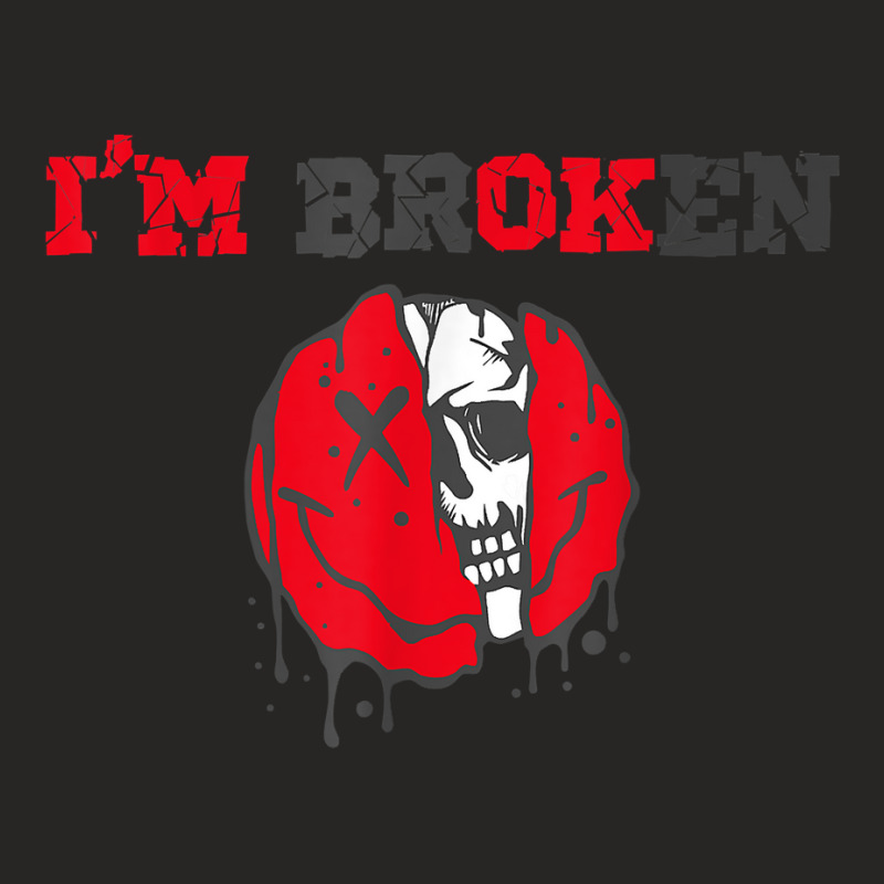 Confused Smile I'm Broken Invisible Illness I'm Ok Broken T Shirt Ladies Fitted T-Shirt by sheritl9tl | Artistshot