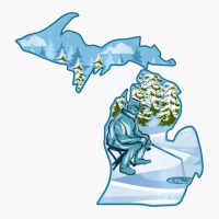 Hot Trend Michigan Ice Fishing State Map For Fisherman T-shirt | Artistshot