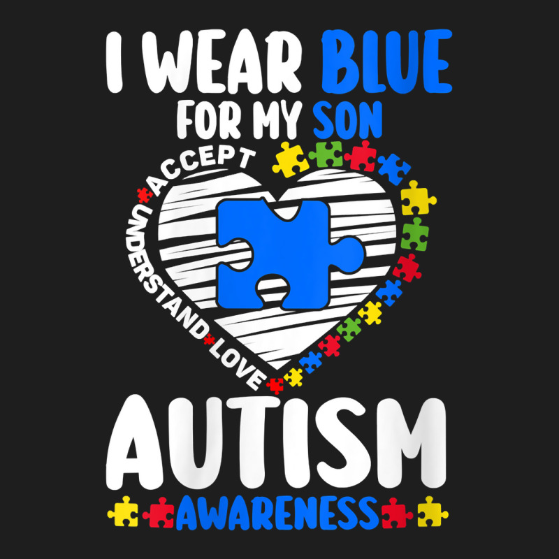 Womens I Wear Blue For My Son Autism Awareness Autistic V Neck T Shirt Classic T-shirt | Artistshot