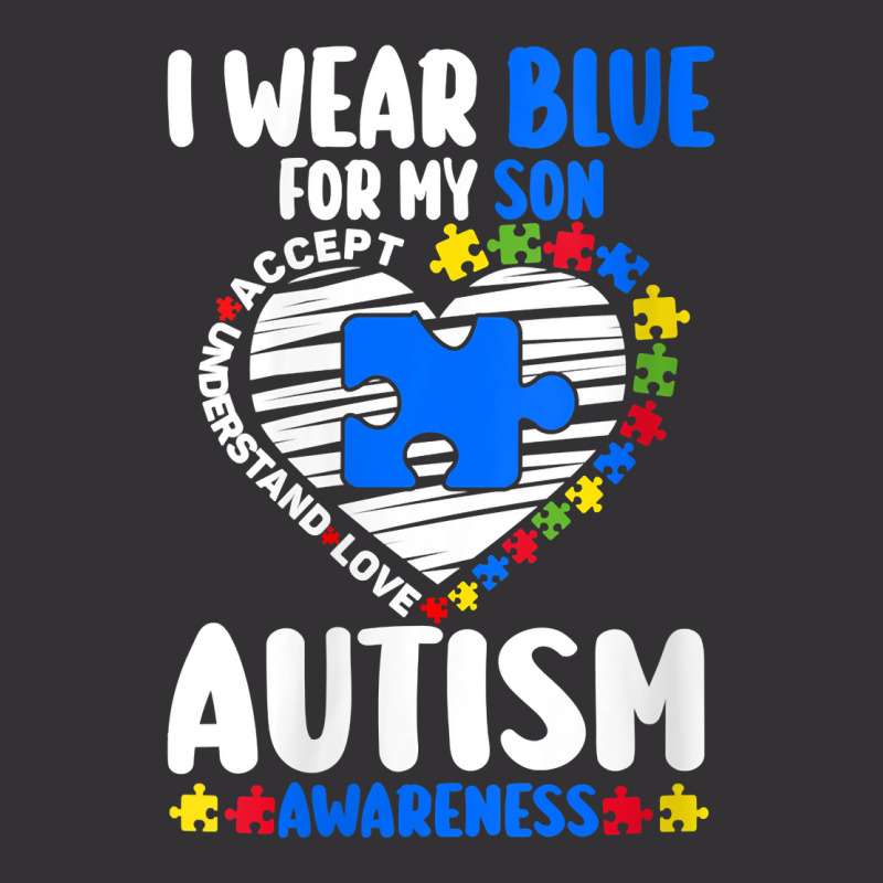 Womens I Wear Blue For My Son Autism Awareness Autistic V Neck T Shirt Vintage Short | Artistshot