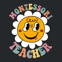 Back To School, Retro 80's Montessori Teacher Sunflower Crewneck Sweatshirt | Artistshot