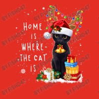 Black Cat Home Is Where The Cat Is Christmas Kitty Kitten Graphic T-shirt | Artistshot