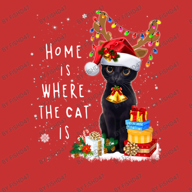 Black Cat Home Is Where The Cat Is Christmas Kitty Kitten V-neck Tee | Artistshot