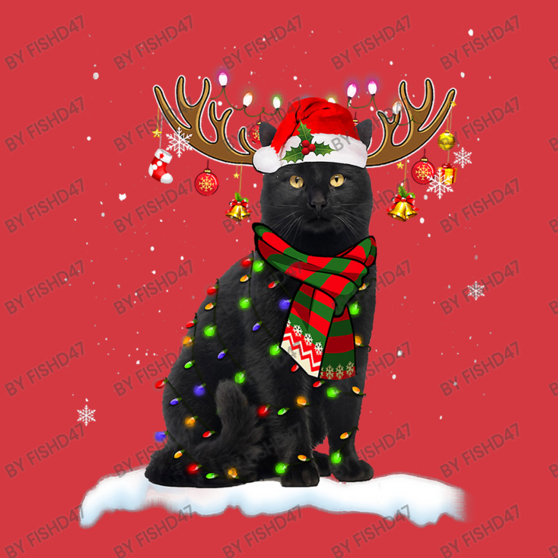 Black Cat Reindeer Christmas Light Shirt Cat Lover Christmas Men's Polo Shirt | Artistshot