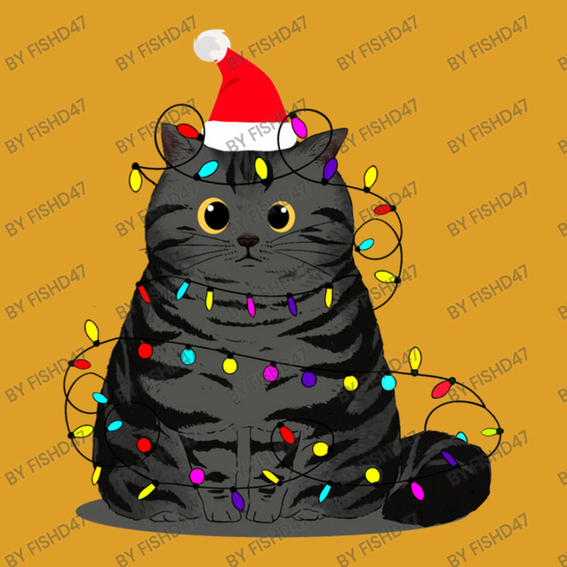 Funny Christmas Cat With Fairy Lights And A Christmas Hat T-shirt | Artistshot