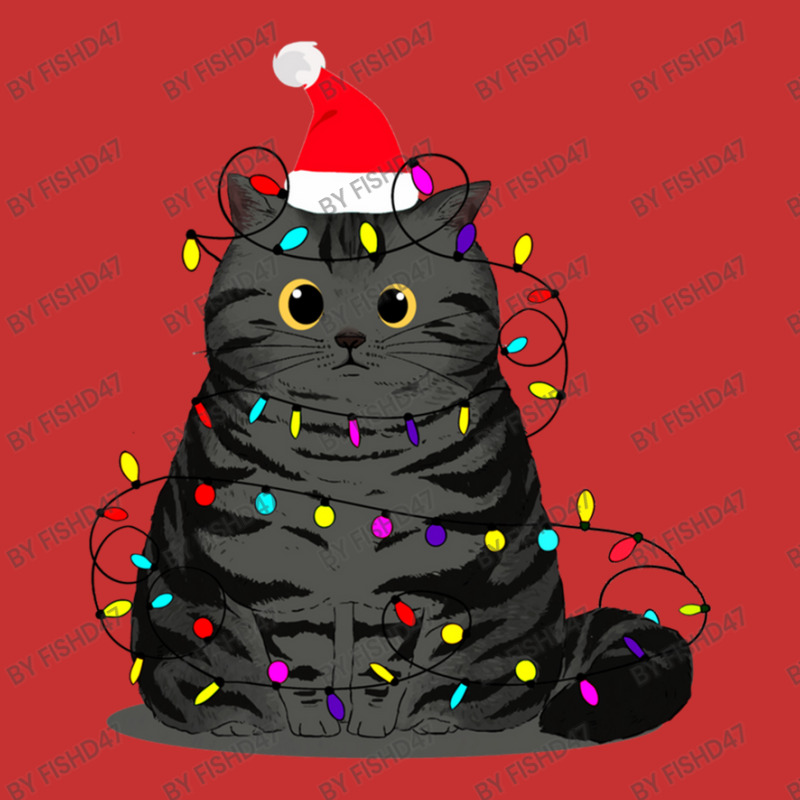 Funny Christmas Cat With Fairy Lights And A Christmas Hat V-neck Tee | Artistshot