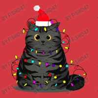 Funny Christmas Cat With Fairy Lights And A Christmas Hat Men's Polo Shirt | Artistshot