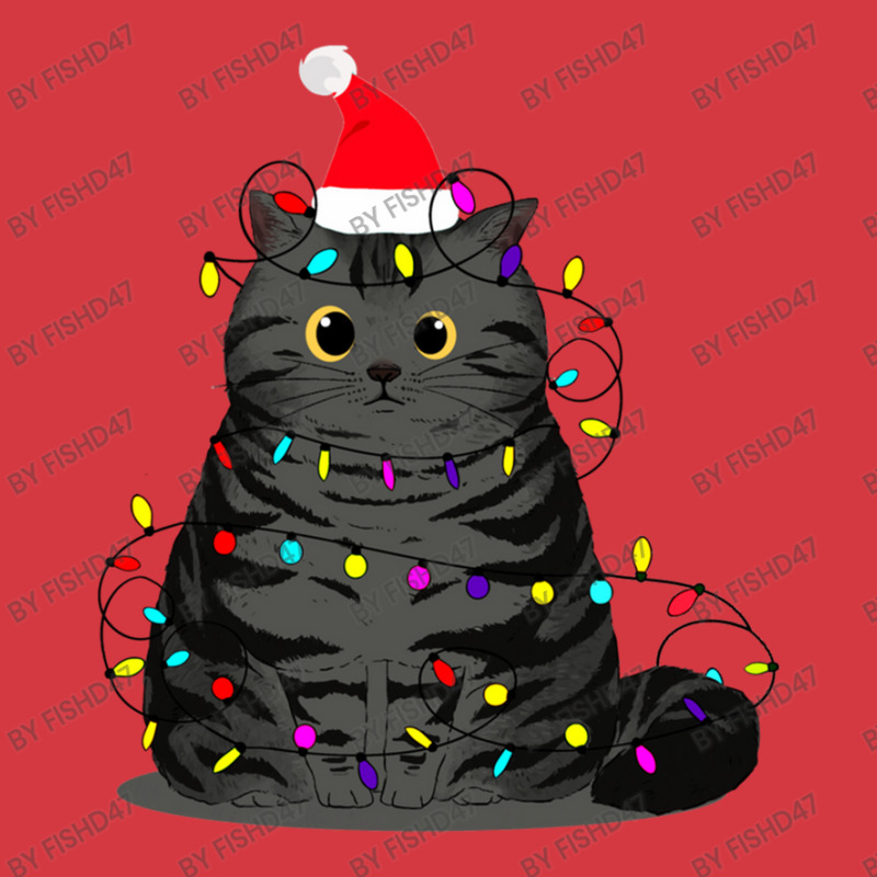 Funny Christmas Cat With Fairy Lights And A Christmas Hat Men's Polo Shirt | Artistshot