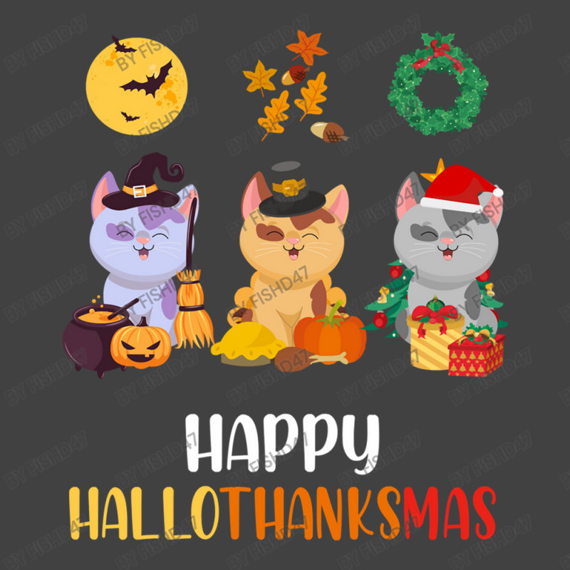 Kitten Cat Halloween Christmas Cats Happy Hallothanksmas Cat Swea Vintage T-shirt | Artistshot