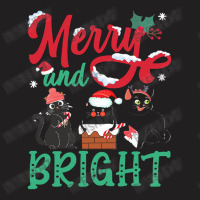 Merry And Bright Black Cat Christmas Merry And Bright Black Cat Christ T-shirt | Artistshot