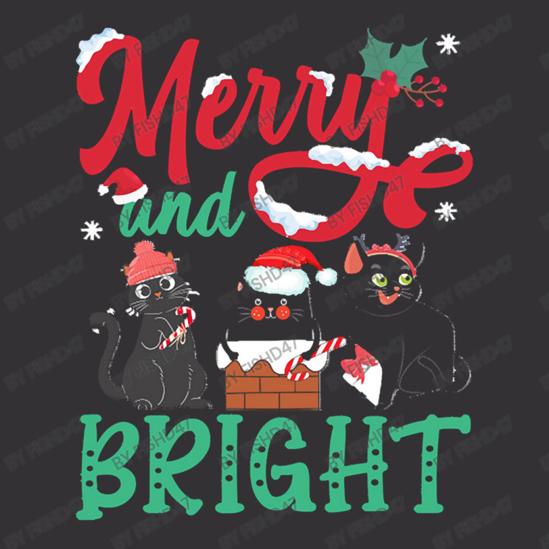 Merry And Bright Black Cat Christmas Merry And Bright Black Cat Christ Vintage Hoodie And Short Set | Artistshot