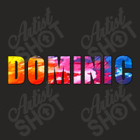 Dominic Name Art Rainbow Colorful Ladies Fitted T-shirt | Artistshot