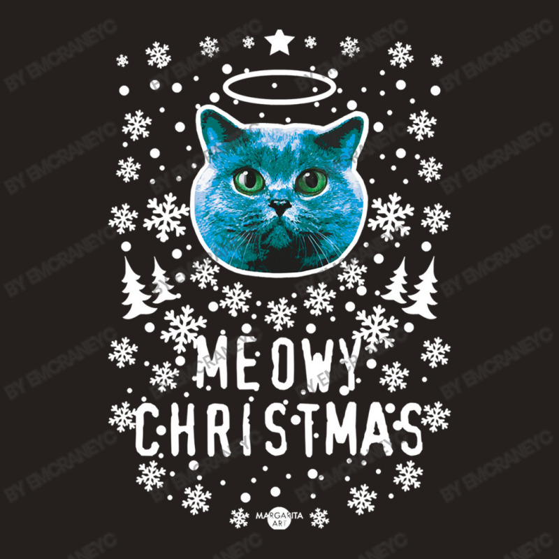 Black Cat Kitty Christmas Cat Holy Blue Cat Meowy Christmas Kitten Cat Tank Top | Artistshot