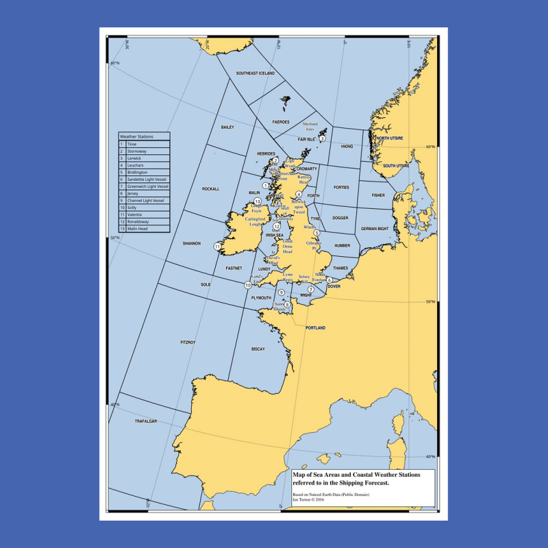 Uk Shipping Forecast Map  Blue Nostalgia Cute Zipper Hoodie | Artistshot