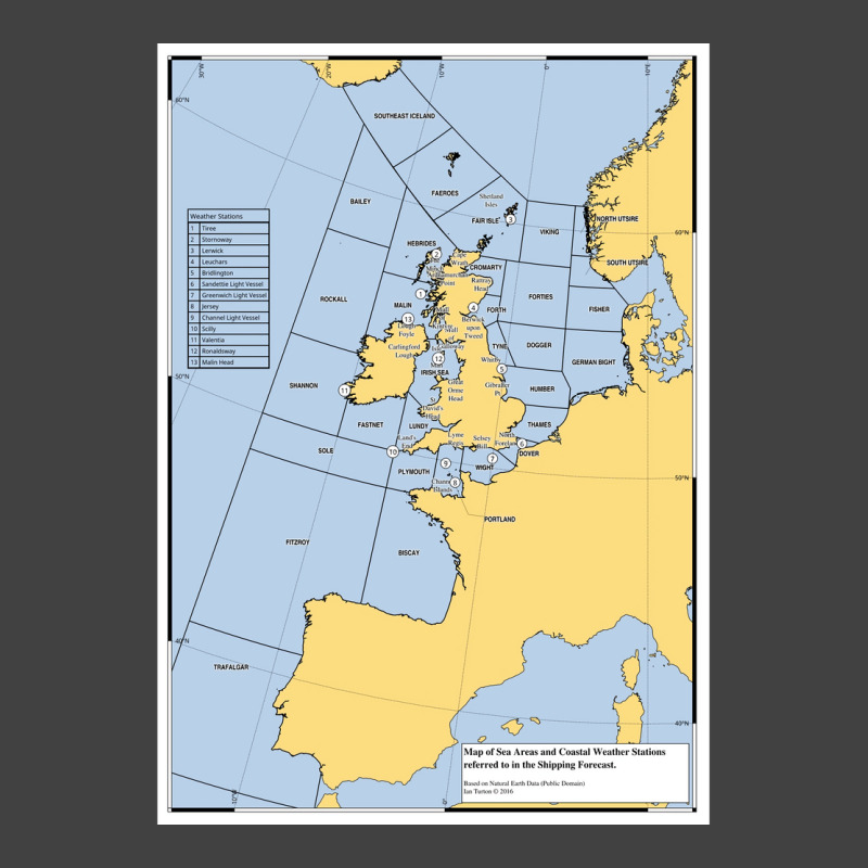 Uk Shipping Forecast Map  Blue Nostalgia Cute Vintage T-shirt | Artistshot