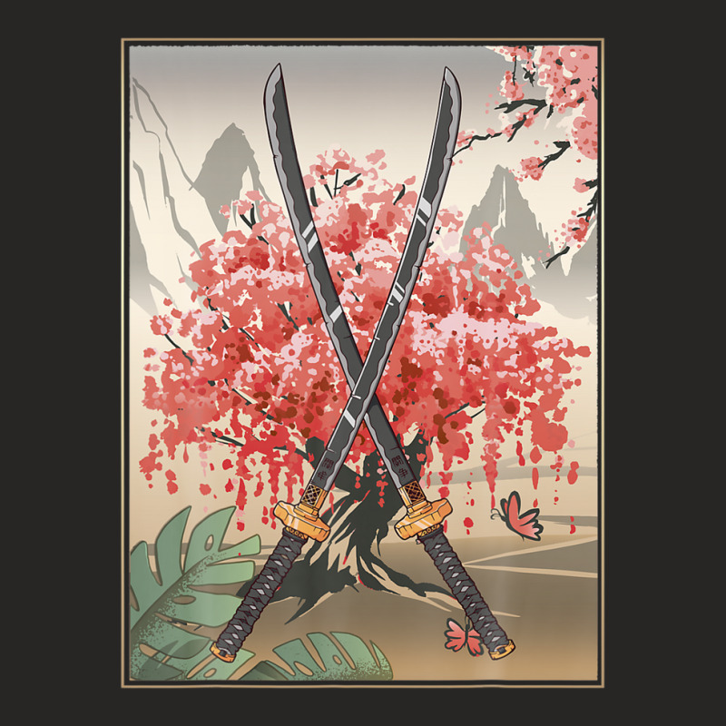 Ancient Japanese Culture Sakura Cherry Blossom Katana Sword Ladies Fitted T-Shirt by kaciacindz6 | Artistshot