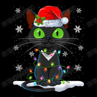 Santa Hat Cat Christmas Lights Funny Kitten Cat Lover Men's 3/4 Sleeve Pajama Set | Artistshot