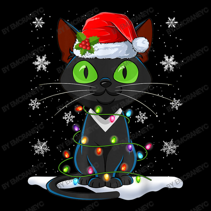 Santa Hat Cat Christmas Lights Funny Kitten Cat Lover Men's 3/4 Sleeve Pajama Set | Artistshot