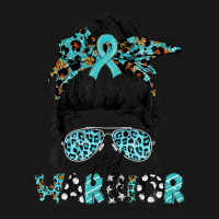 Messy Bun Women Glasses Teal Ribbon Ptsd Warrior Flannel Shirt | Artistshot