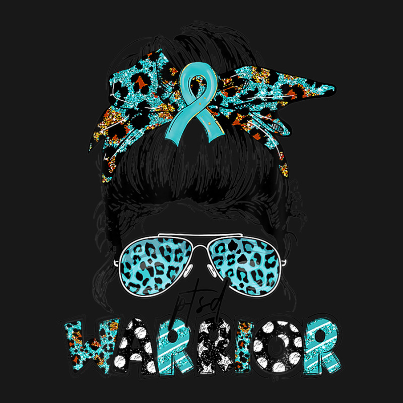 Messy Bun Women Glasses Teal Ribbon Ptsd Warrior Flannel Shirt | Artistshot