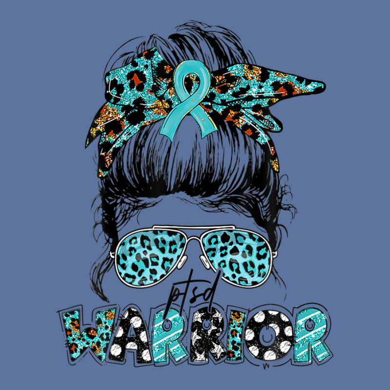 Messy Bun Women Glasses Teal Ribbon Ptsd Warrior Lightweight Hoodie | Artistshot