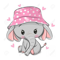 129328439 Cute Cartoon Elephant In A Pink Panama Hat Isolated On A Whi Youth Tee | Artistshot