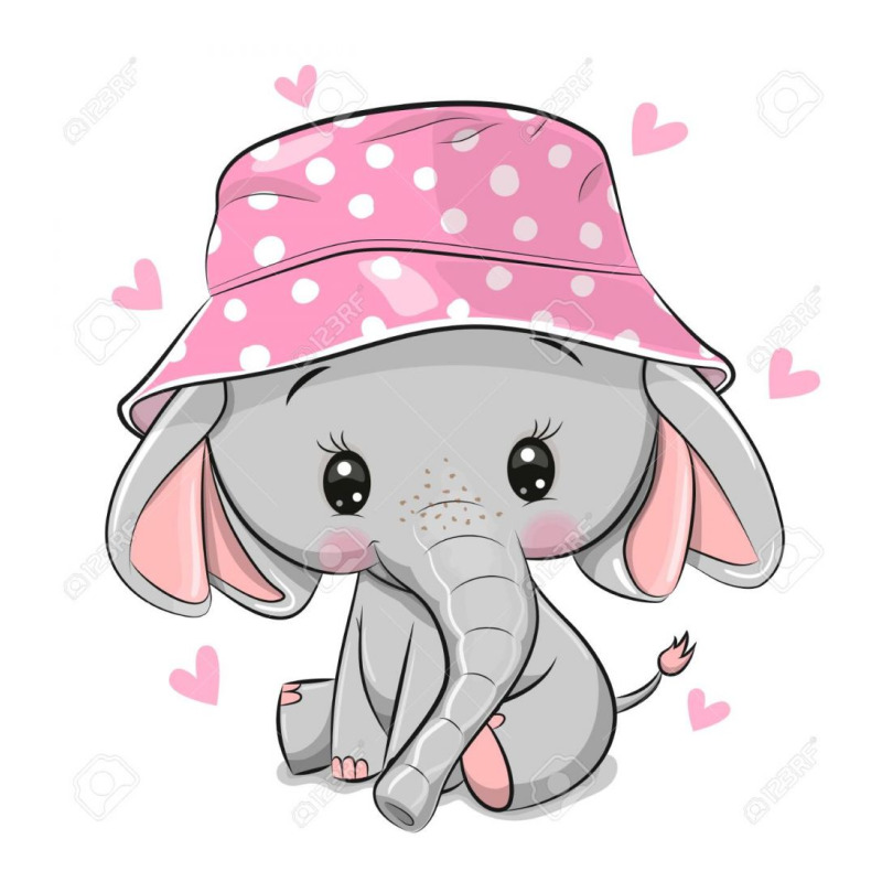 129328439 Cute Cartoon Elephant In A Pink Panama Hat Isolated On A Whi Youth Tee by Linda | Artistshot