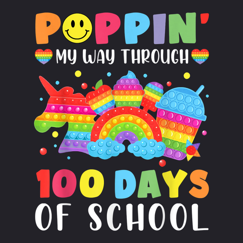 Happy 100 Days Of School Poppin My Way Through Teacher Kids T Shirt Unisex Sherpa-lined Denim Jacket | Artistshot