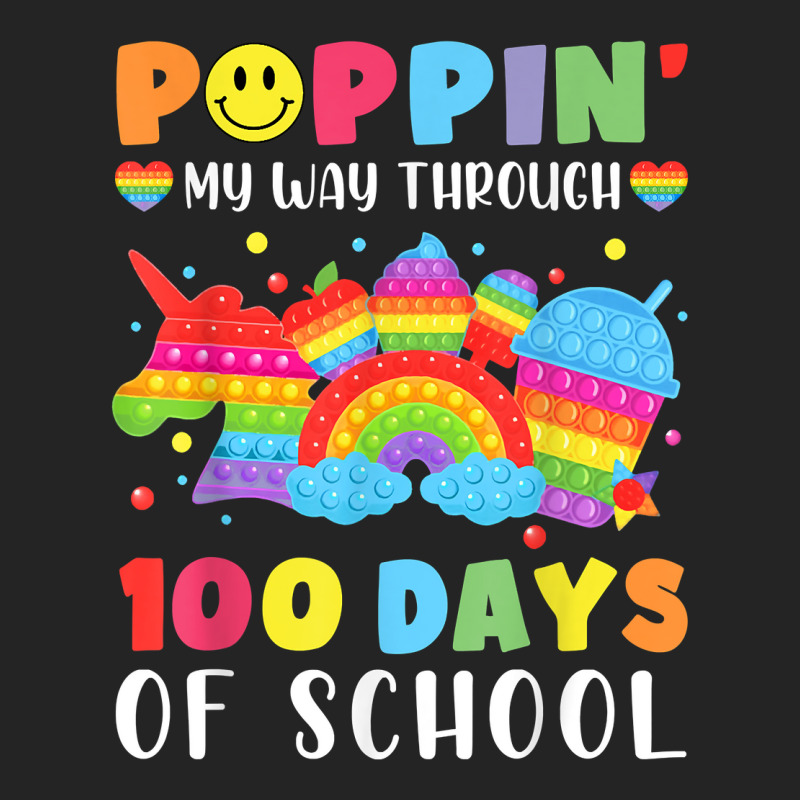 Happy 100 Days Of School Poppin My Way Through Teacher Kids T Shirt 3/4 Sleeve Shirt | Artistshot