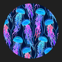 Luminescent Rainbow Jellyfish On Navy Blue .png Drawstring Bags | Artistshot