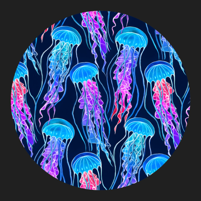 Luminescent Rainbow Jellyfish On Navy Blue .png Drawstring Bags | Artistshot