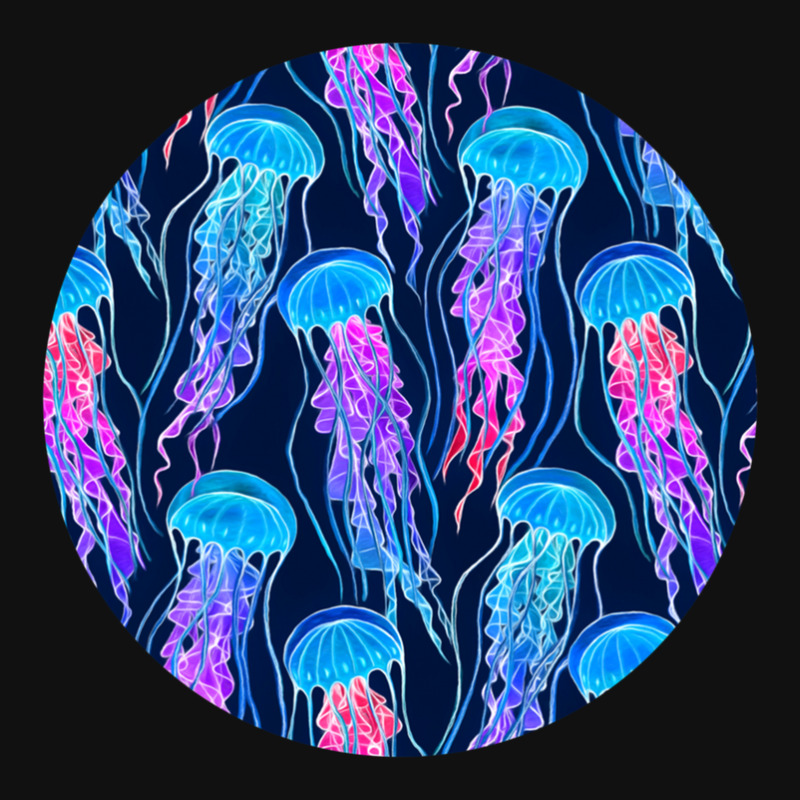 Luminescent Rainbow Jellyfish On Navy Blue .png Metal Print Horizontal | Artistshot