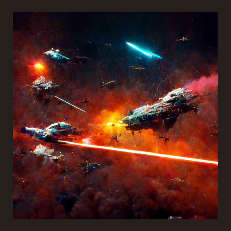 Epic Space Battle Painting Poster Chaotic Laser Fight Tank Top | Artistshot