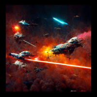 Epic Space Battle Painting Poster Chaotic Laser Fight V-neck Tee | Artistshot