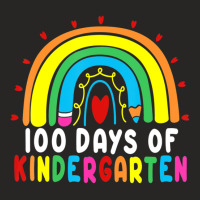 Trending 100 Days Of Kindergarten Rainbow 100th Day School Teacher Ladies Fitted T-shirt | Artistshot