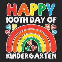 Trending Happy 100th Day Of Kindergarten Rainbow 100 Days Teacher Kid Ladies Fitted T-shirt | Artistshot